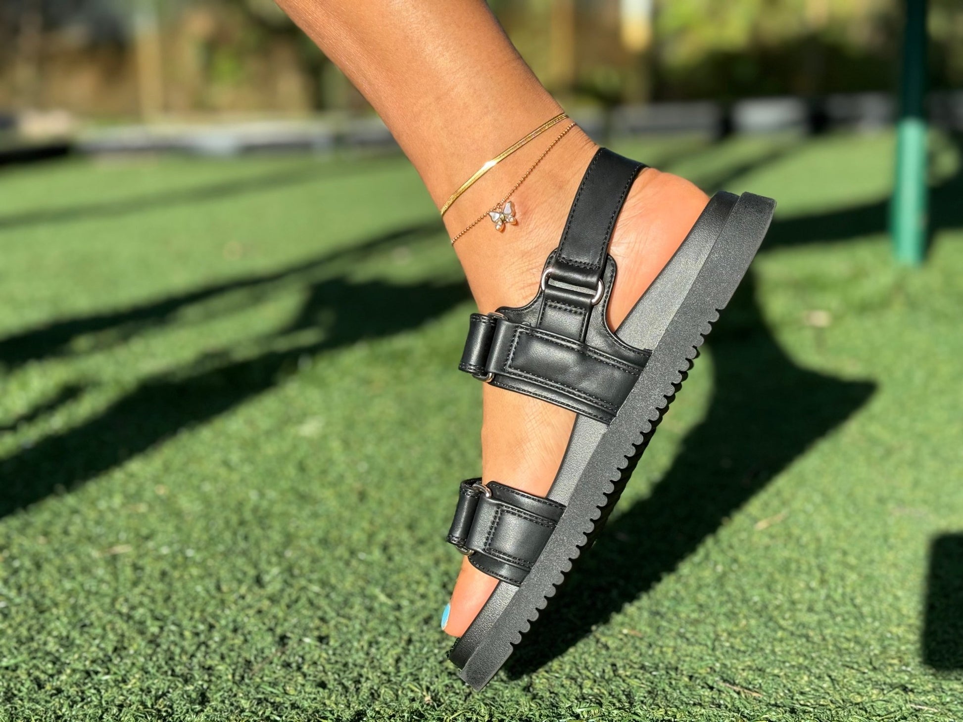 Butterfly Charm Double Layered Herringbone Chain Anklet - HOUSE OF ANKLET