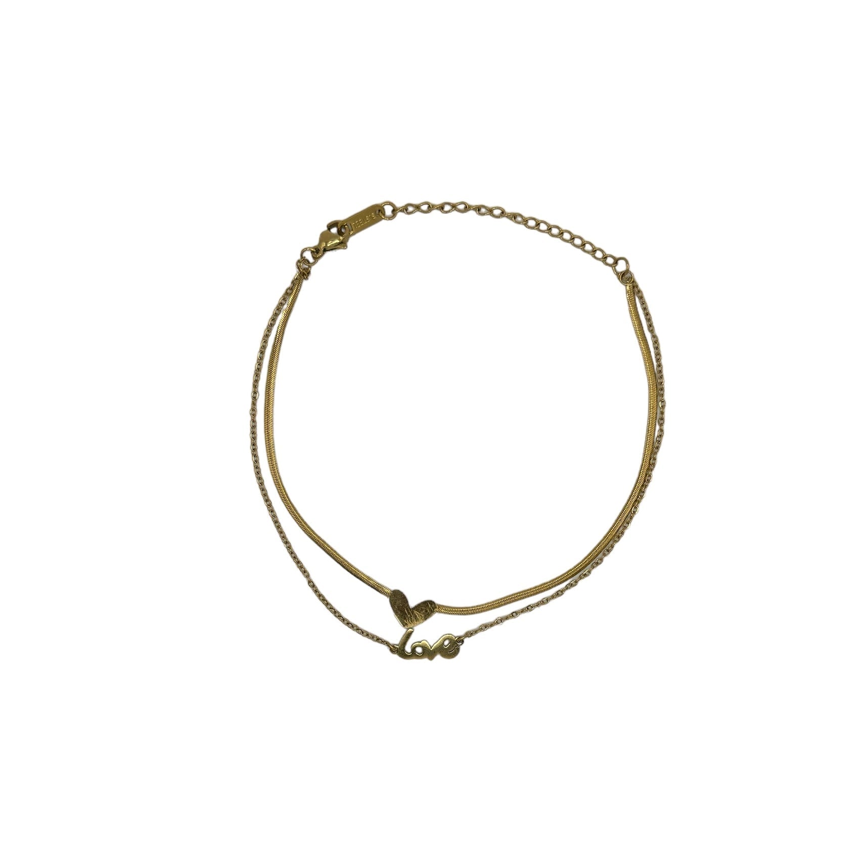 Double Layered Heart Love Omega Chain Anklet - HOUSE OF ANKLET