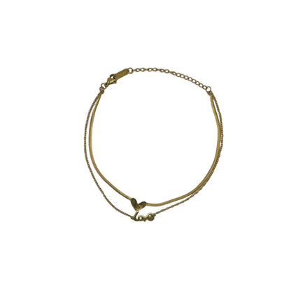 Double Layered Heart Love Omega Chain Anklet - HOUSE OF ANKLET