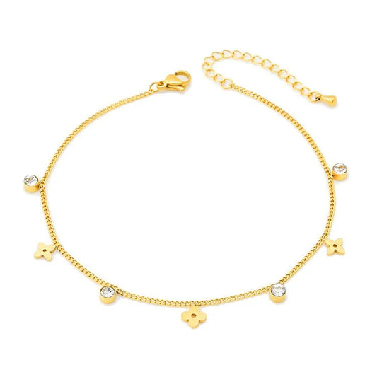 Flower Solitaire Pendant Anklet - HOUSE OF ANKLET