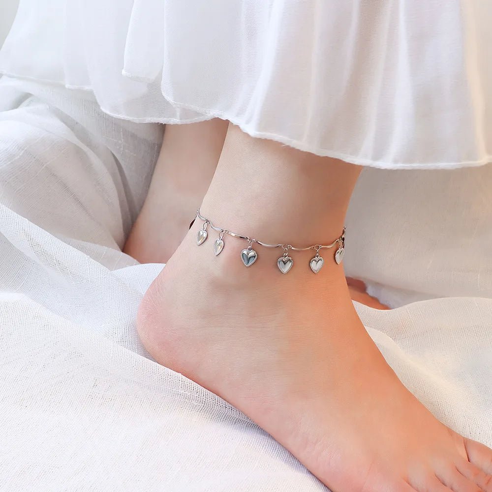 Heart Pendant Tassel Anklet - HOUSE OF ANKLET