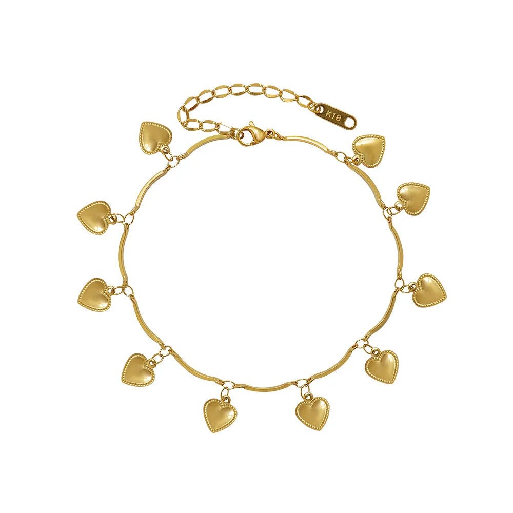 Heart Pendant Tassel Anklet - HOUSE OF ANKLET