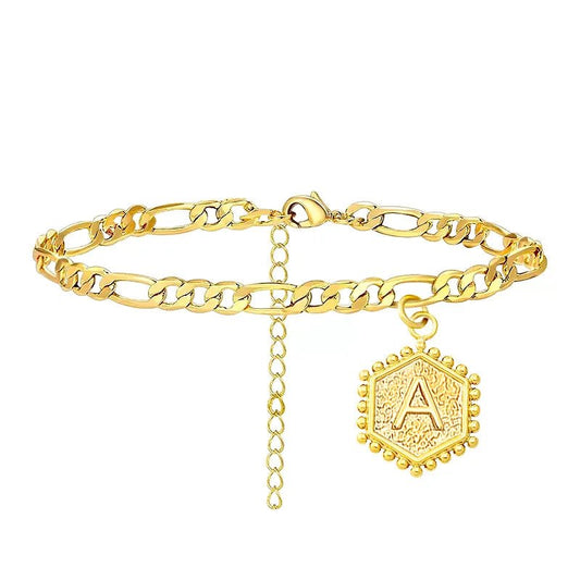 Initial Figaro Chain Anklet - HOUSE OF ANKLET