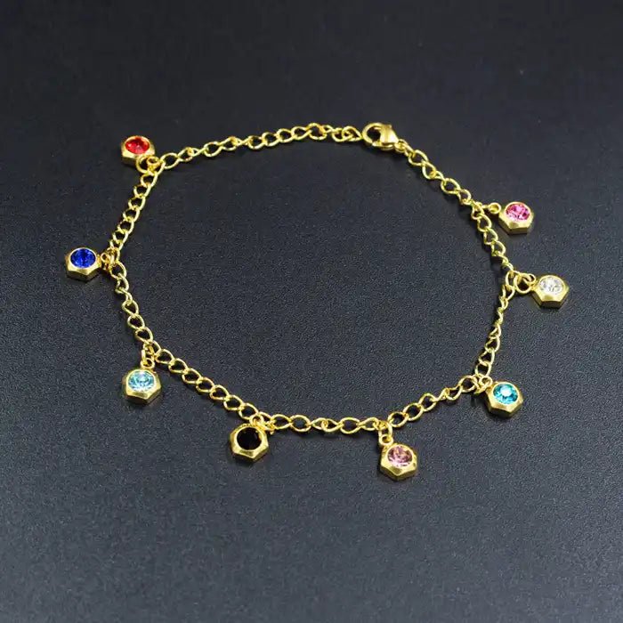 Mixed Colored Hexagonal Anklet - HOUSE OF ANKLET