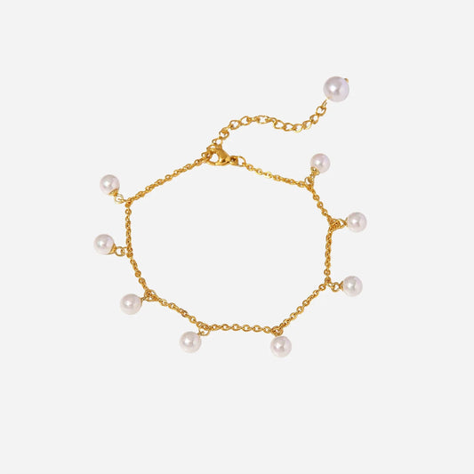 Pearl Charm Tassel Anklet - HOUSE OF ANKLET