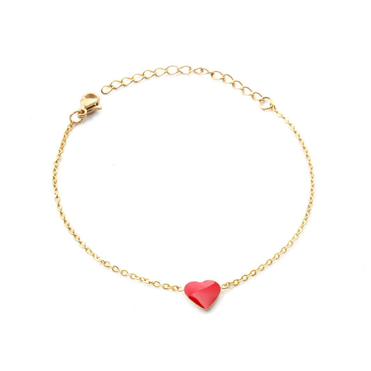 Petite Heart Pendant Cable Link Chain Bracelet - HOUSE OF ANKLET