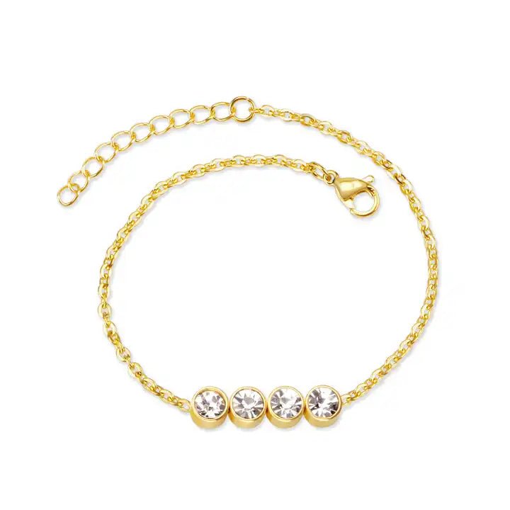 Petite Quad - Baguette Cable Link Chain Bracelet - HOUSE OF ANKLET
