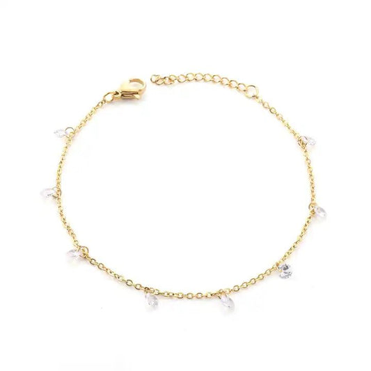 Petite Rhinestone Cable Link Chain Bracelet - HOUSE OF ANKLET